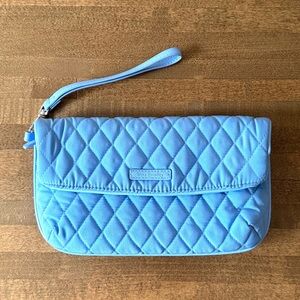 Vera Bradley Blue Quilted Clutch with Wrist Strap